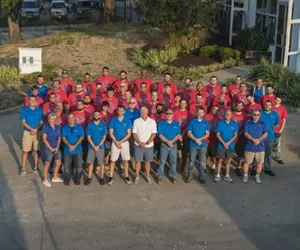 Large group photo of Hayes Company team members from above.