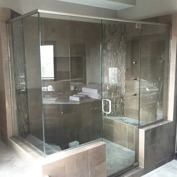 Metal-type glass shower doors for a large shower