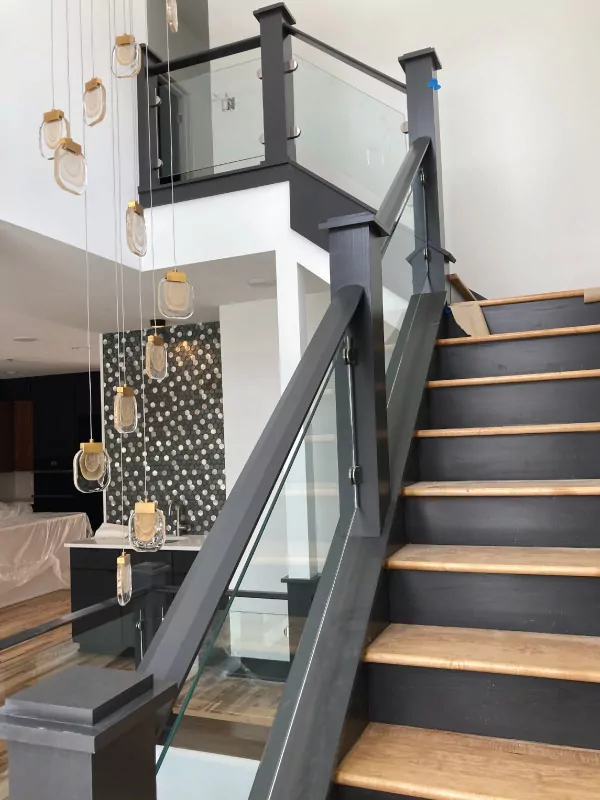 Custom glass staircase railing