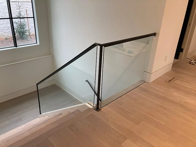 Custom glass stair railing