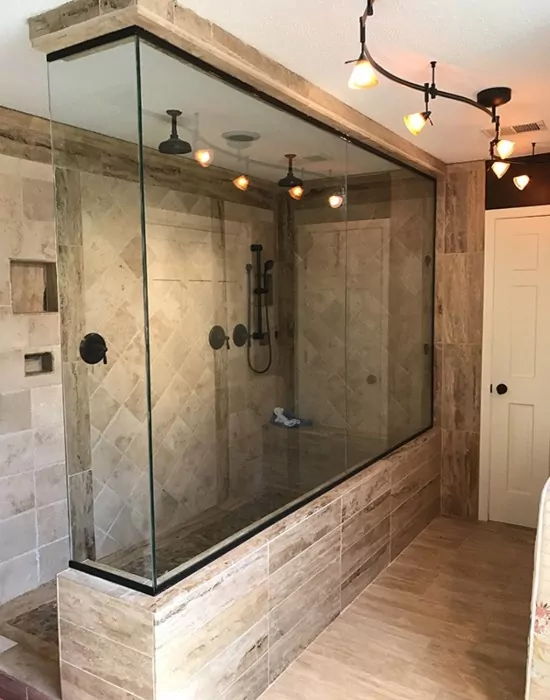 Glass doors in a large shower