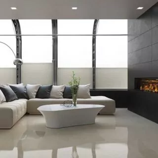 Electric Fireplace inside a modern home's living room.