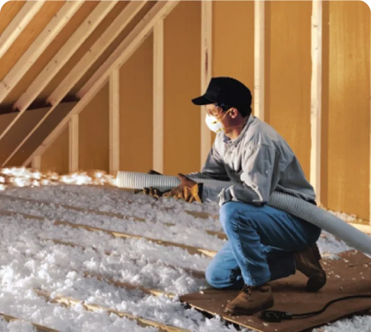 blown-in attic insulation install