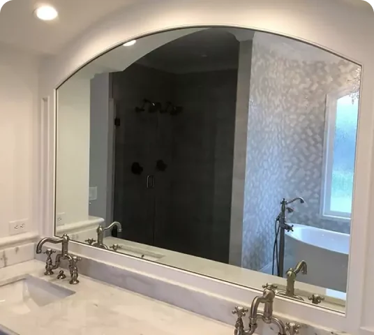 Custom mirror in a modern bathroom