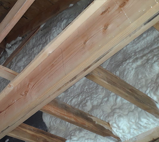 Closed cell spray foam attic insulation.
