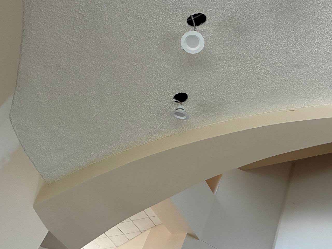 Sonaspray acoustical insulation on ceiling at St. Marks Catholic Church.